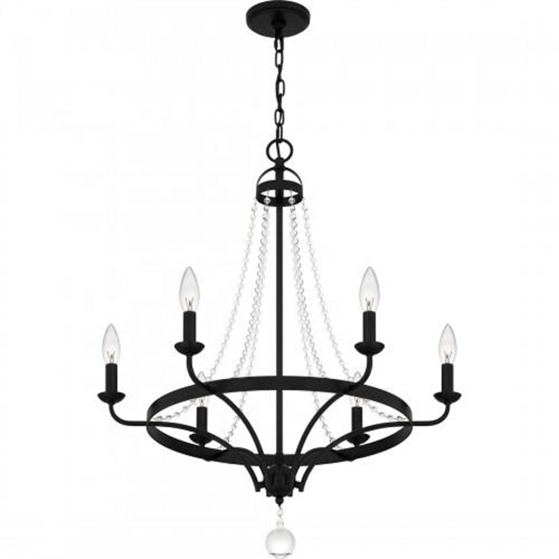 guzhen american high quality retro wrought iron candle black foyer farmhouse chandelier for villa living room bedroom