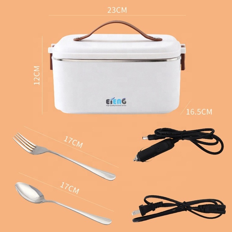 New Cheap Custom Branded Heated Lunchbox 1.8L 2 in 1 Portable  12v Car Stainless Steel Electric Food Warmer Lunch Box