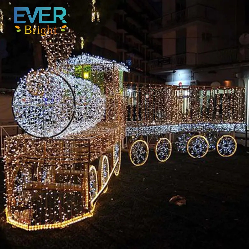 Customized Outdoor Commercial Decoration LED Motif Light Large Giant Outdoor Christmas Train Light