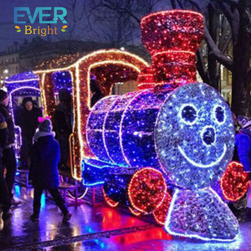 shopping mall decoration new year train large motif christmas motifs lights outdoor