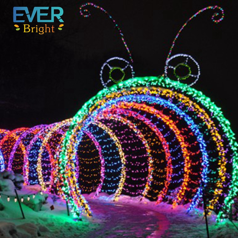 3d outdoor large street christmas light driveway arch DMX color changing time tunnel motif lighting for wedding decoration