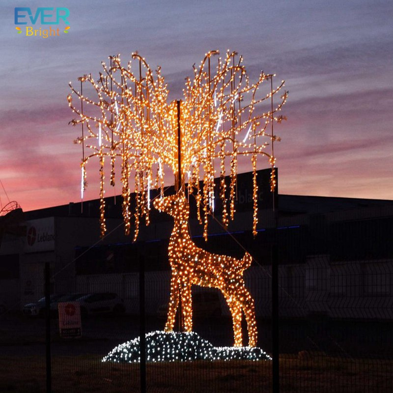 motif white color animal shape led christmas 3d large outdoor lighted reindeer