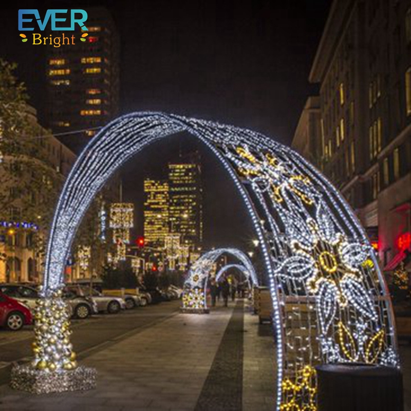 3d outdoor large street christmas light driveway arch DMX color changing time tunnel motif lighting for wedding decoration