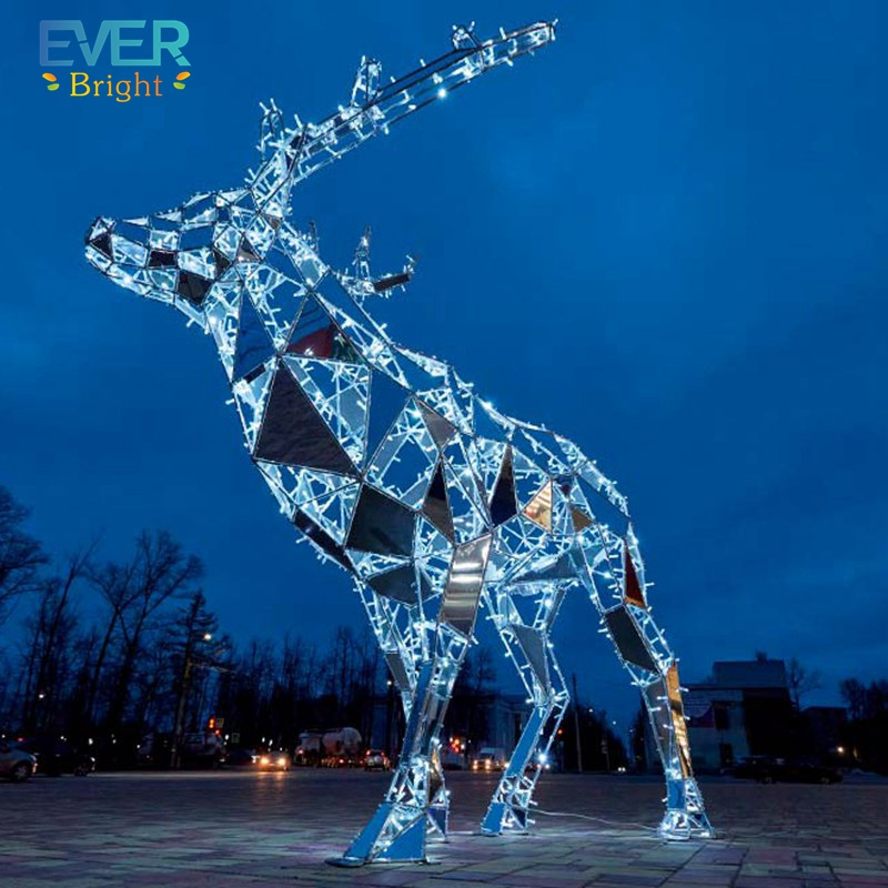 2023 hot sale outdoor large christmas reindeer sleighs 3D LED Elk motif lights statue big santa deer Xmas decoration