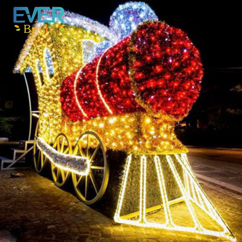 Customized Outdoor Commercial Decoration LED Motif Light Large Giant Outdoor Christmas Train Light