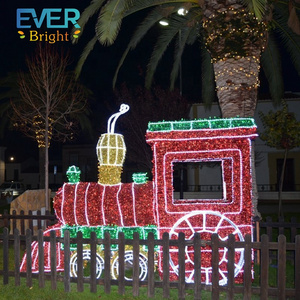 Customized Outdoor Commercial Decoration LED Motif Light Large Giant Outdoor Christmas Train Light