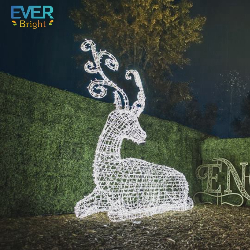 motif white color animal shape led christmas 3d large outdoor lighted reindeer