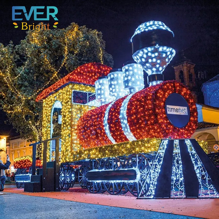 Customized Outdoor Commercial Decoration LED Motif Light Large Giant Outdoor Christmas Train Light