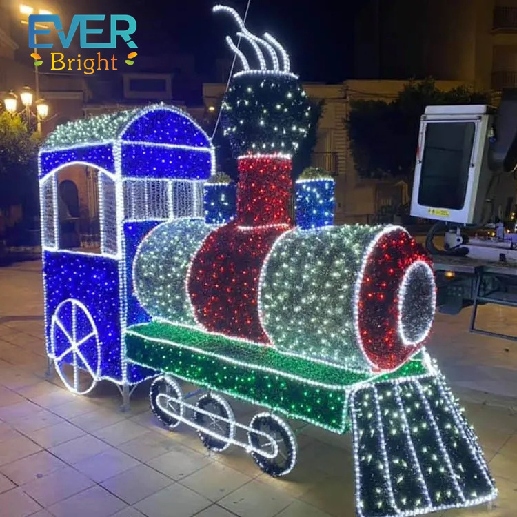 shopping mall decoration new year train large motif christmas motifs lights outdoor