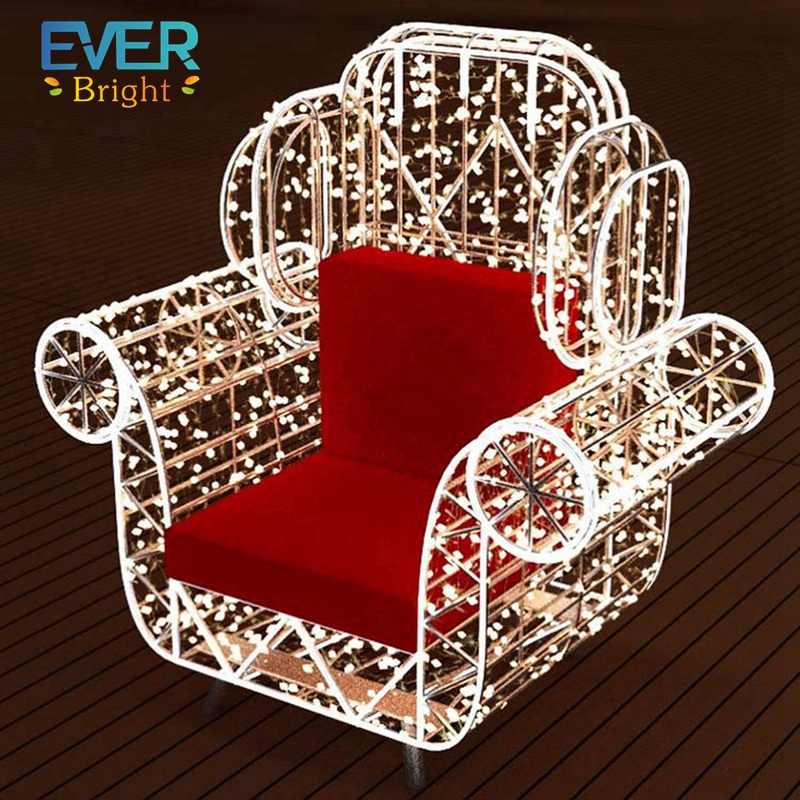 Shopping mall christmas led 3d santa throne chair motif decorations