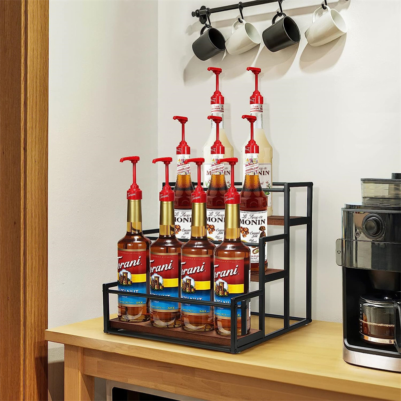 Kitchen Accessories Manufacturer Wholesale Storage Rack Syrup Bottle Holder Coffee Syrup Organizer