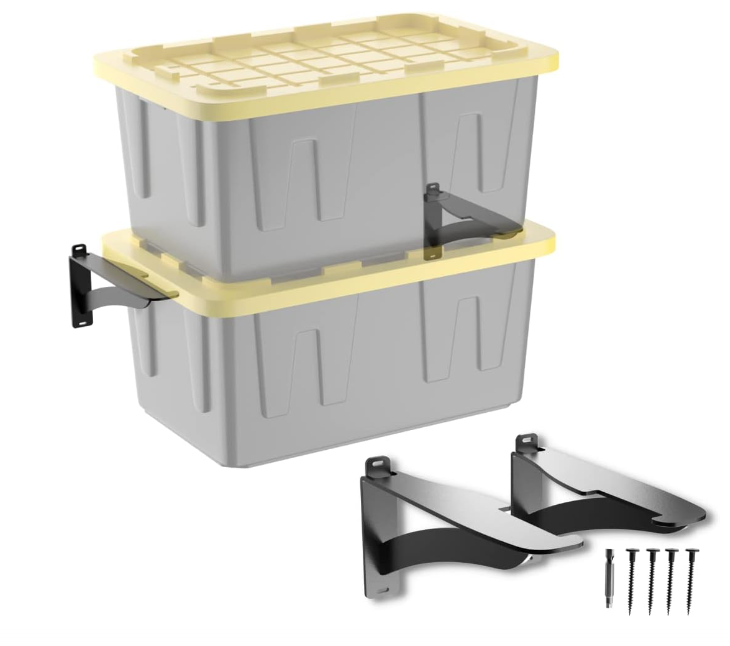 FH Wall-Mounted Storage Shelf Tote Rack Classic Wall Bin System Bracket Shelves Fits 27-Gallon Bins