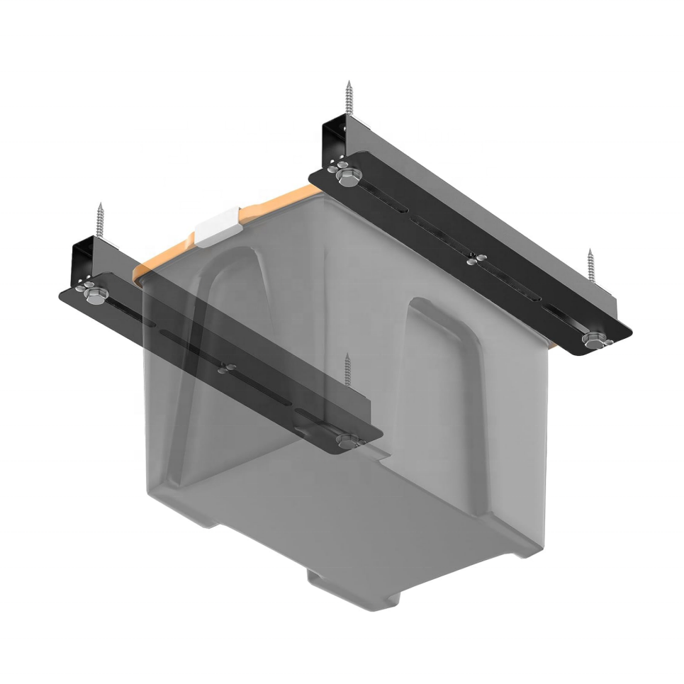 Overhead Garage Storage Bin Rack - Ceiling Bracket for Holding Gallon Tote - Organization Shelving and Track