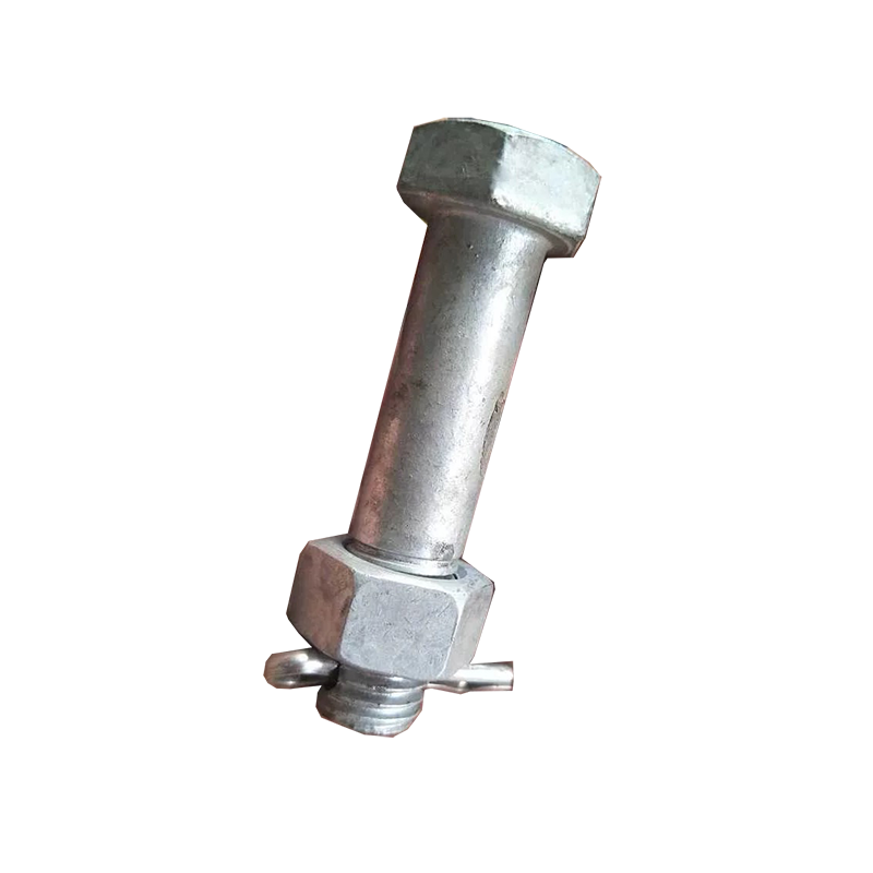 Hot dip galvanized hex head bolt with hole for cotter pin bolt with hole in center