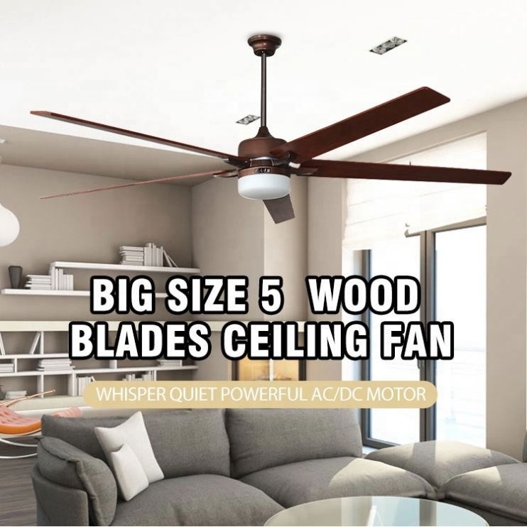 Wood Blades Style Ceiling Flush Mount Fans Industrial Ceiling Fan Motor