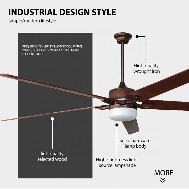 Wood Blades Style Ceiling Flush Mount Fans Industrial Ceiling Fan Motor