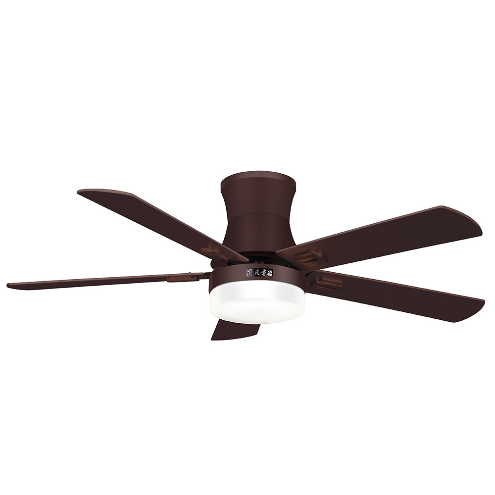 Newly designed low noise 52-inch plywood retro style LED ceiling fan with lighting