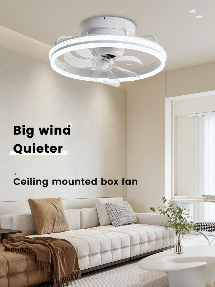 Fengmei 19.6 Inch Ceiling Fans with Lights and Remote 360 Rotation Flush Mount 6  Wind Speeds Dimmable LED Modern