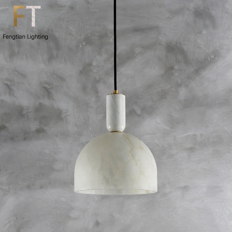 Modern simple style marble droplight living room bedroom alabaster lamp  shade chandeliers