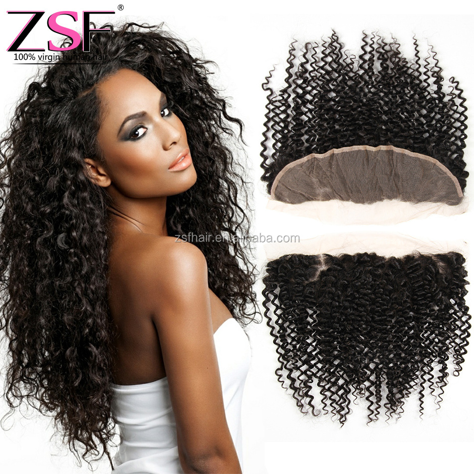 Brazilian 13x4 HD Lace Frontal Kinky Curly Pre Plucked Natural Hairline with Baby Hair Ear to Ear Remy Human Frontal Closure