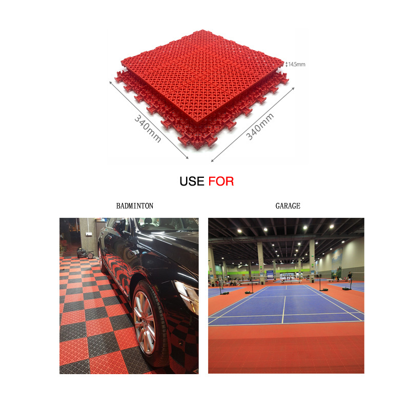 OEM Popular interlocking playground garage plastic badminton floor mat