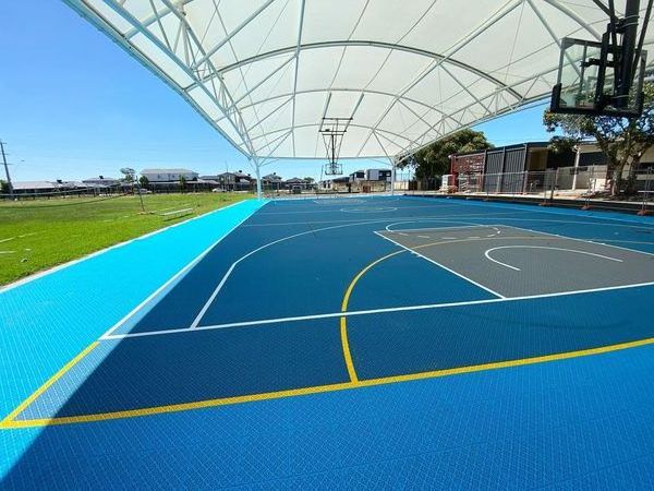 Composite tile plastic backyard basketball, tennis, volleyball playground court surface