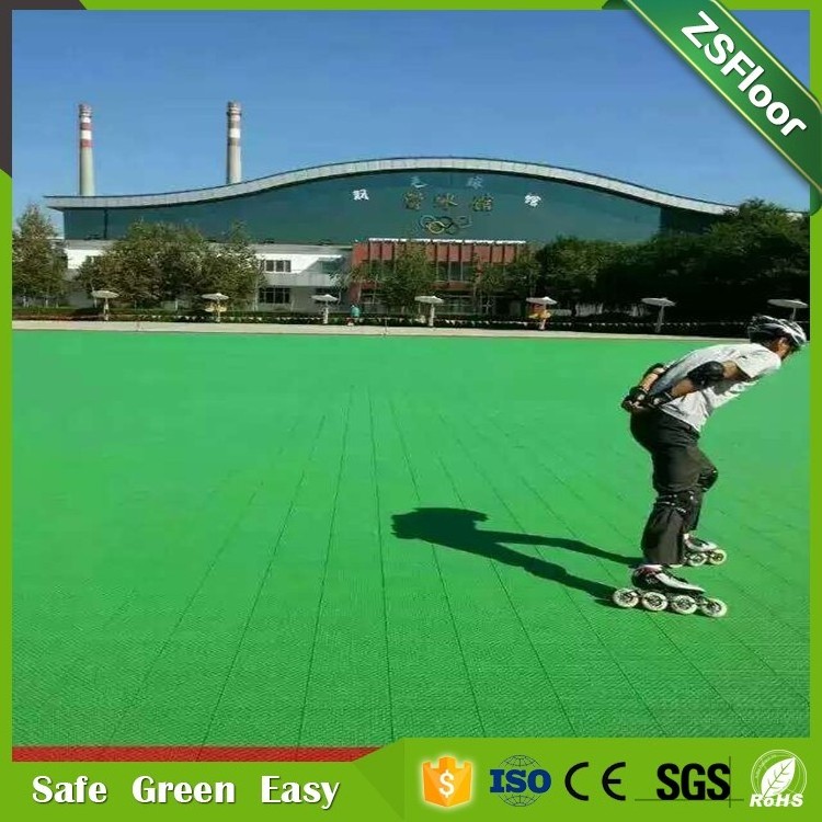 Safety modular plastic interlocking outdoor roller skating flooring