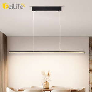 Modern Indoor Decoration 110v Aluminum Brushed Black Restaurant Hotel Lighting 48w Linear Led Pendant Light