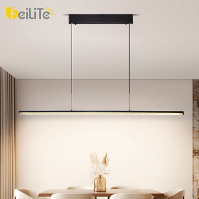 Modern Indoor Decoration 110v Aluminum Brushed Black Restaurant Hotel Lighting 48w Linear Led Pendant Light