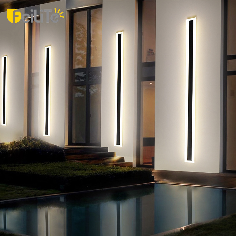 110v Modern Exterior Linear Strip Wall Lamp Garden Sconce 6w 12w 16w 20w 24w 30w 34w 40w 48w Rgb Long Led Wall Light