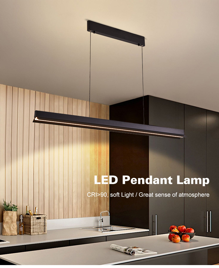 Modern Design Dining Room Kitchen Island Decorative Pendant Lamp 48w Led Chandelier Linear Pendant Light