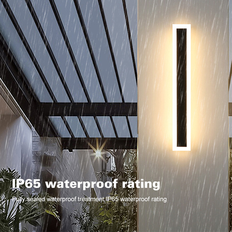 110v Modern Outdoor Exterior Linear Strip Wall Lamp 3000k Warm White Garden Sconce Ip65 Waterproof Long Led Wall Light