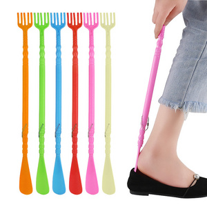 PP plastic long shoe horn Back Scratcher with Shoe Horn Long Handle Long Handled Shoe Horn with Hand Shaped Backscratcher