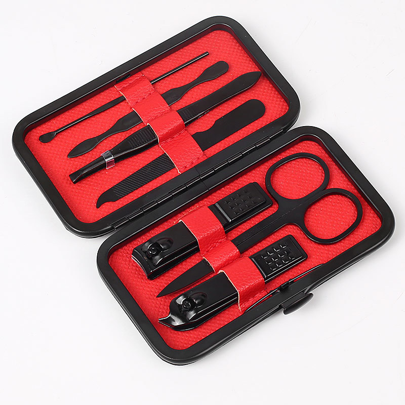 Manicure Set 7 in 1 Stainless Steel Professional Pedicure Kit Nail Scissors Grooming Kit with Black Leather Travel Case