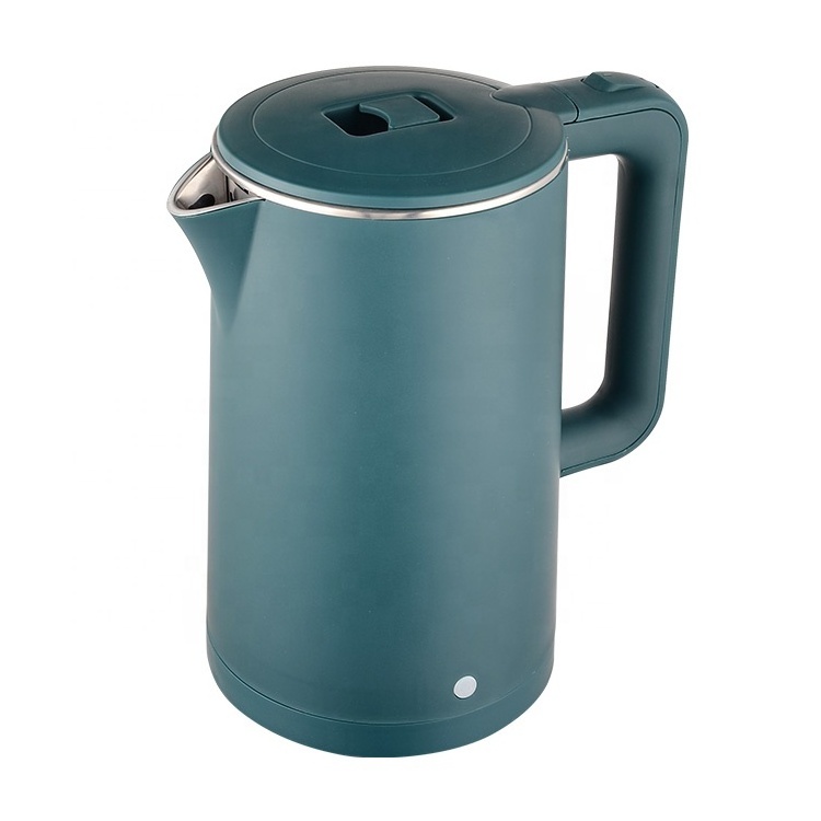 OEM custom dark green dry boil protection luxury 2 liter electric kettle double walled for hotel/ household