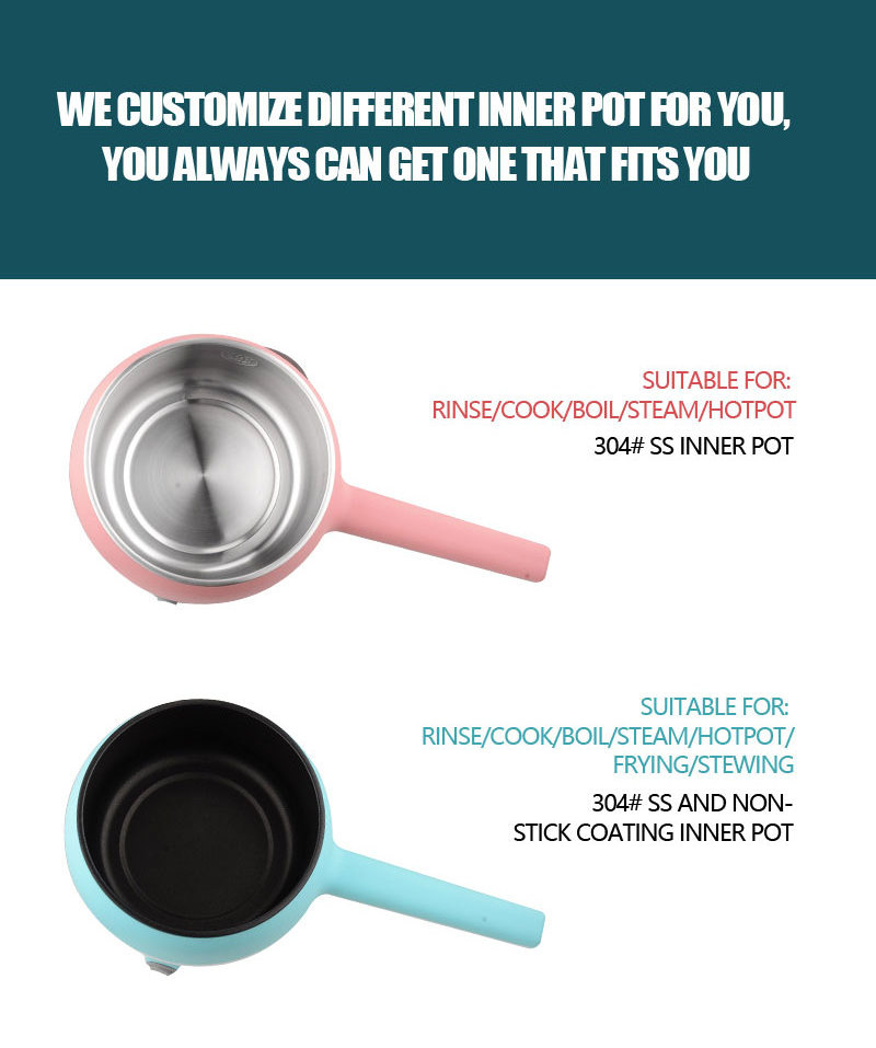 factory OEM 1.2 Liter smart cookers non-stick electric boiling pot mini electric cooking hotpot with CB and PSE certificated