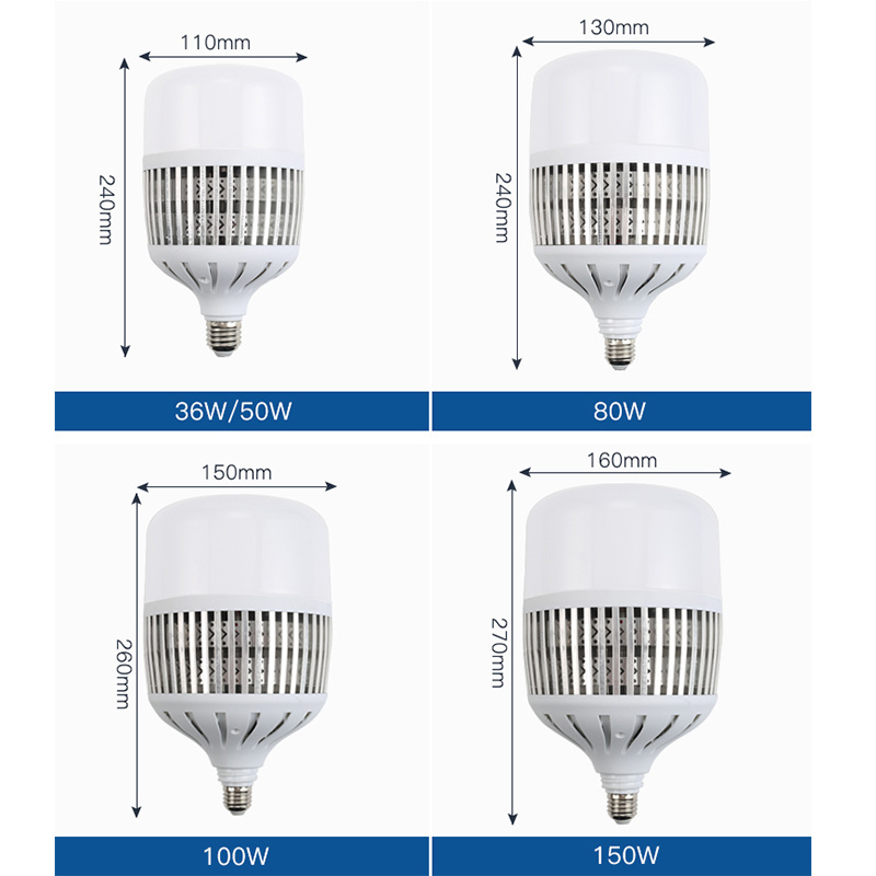 30w 50w 100w 150w 200w E27 E40 8000k 10000k High Power Bright Led Industrial Bulb