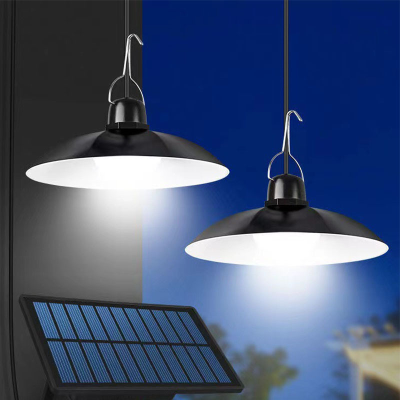 New solar chandelier LED super bright retro bulb outdoor waterproof energy-saving indoor double-head lamp