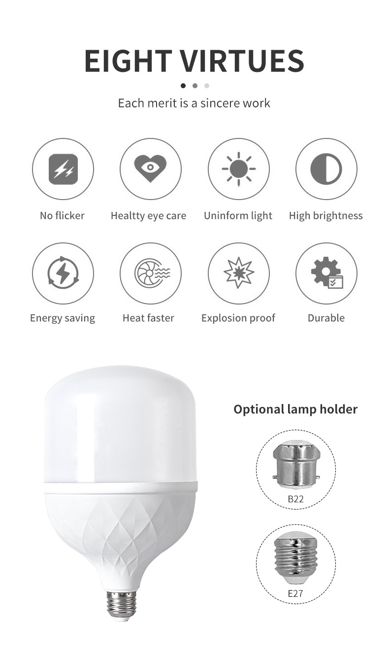 China Suppliers Housing T-shaped 20w 30w/40w 50w 70w E27 B22 With Aluminum And Plastic Led T Bulb