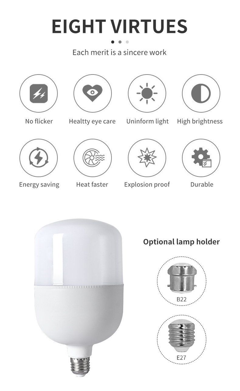 Die Casting Aluminum Big Power E27 E40 Lamp holder 6500k White T Lamp Bulb High-light energy-saving light bulbs