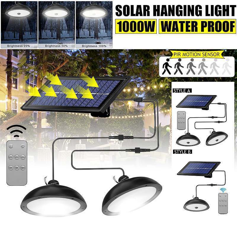 New solar chandelier LED super bright retro bulb outdoor waterproof energy-saving indoor double-head lamp