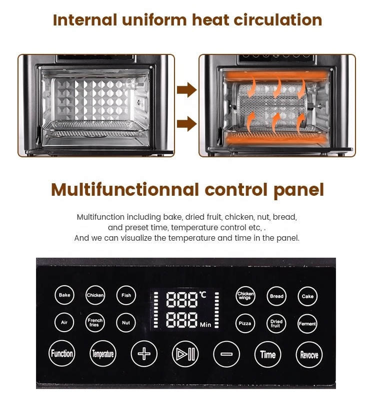 22l Family Size Digital Multi Commercial Air Fryer Intelligent Smokeless Air Fryer Pro Combo Convection Air Fryer Oven