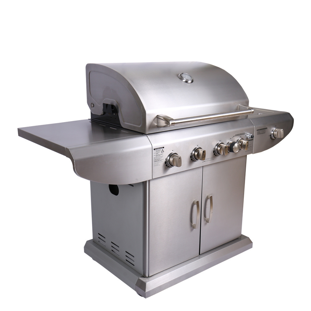 All Iron Customized 4-Burner BBQ Grill Stainless Steel Gas-Fueled Folding Outdoor Kitchen Grill Coated Parties Cooking-Made