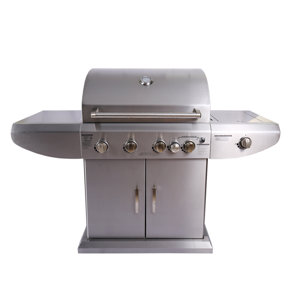 All Iron Customized 4-Burner BBQ Grill Stainless Steel Gas-Fueled Folding Outdoor Kitchen Grill Coated Parties Cooking-Made