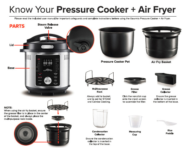 06DA  Kitchen Factory Innovative One-Lid Design Pressure cooker lid  pressure cooker air fryer combo