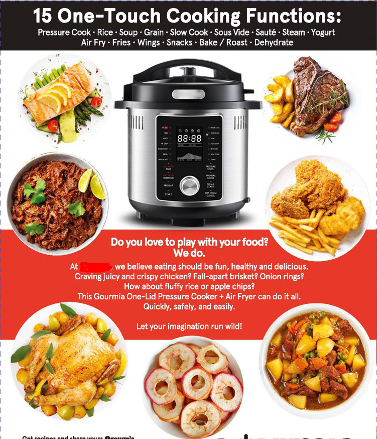 06D One Lid Design Factory Multi Kitchen 6L Pressure Cooker Air Fryer Combo