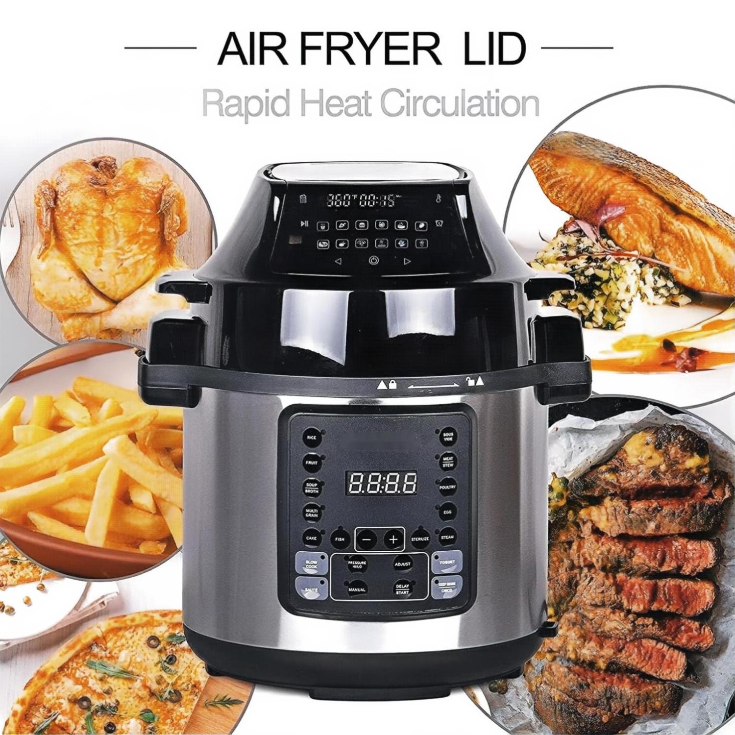 GTAP06-C Factory Multi Kitchen Appliance Capacity 6QT All In One 6L Pressure Cooker Air Fryer Combo