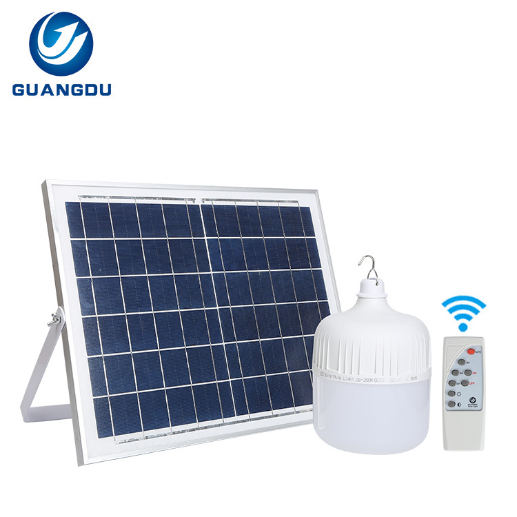 Outdoor Hanging Night Market Portable Remote Control Smd Abs 150w 200w 300w Solar Bulb Led Emergency Light