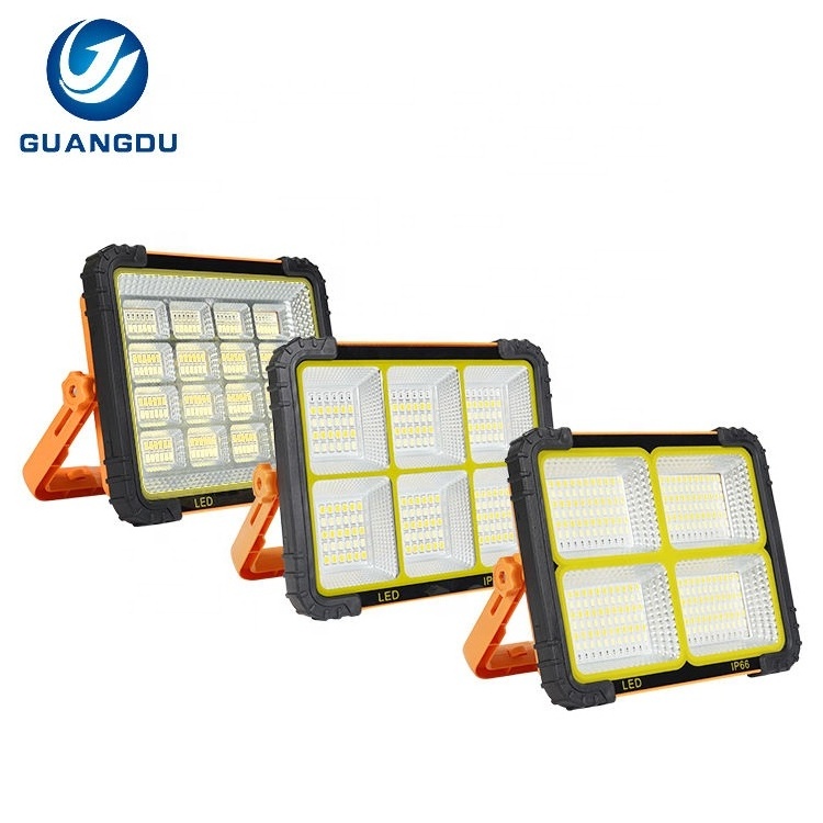 Outdoor Camping Usb Charging Aluminum Ip66 Waterproof 300w Portable Solar Led Flood Light