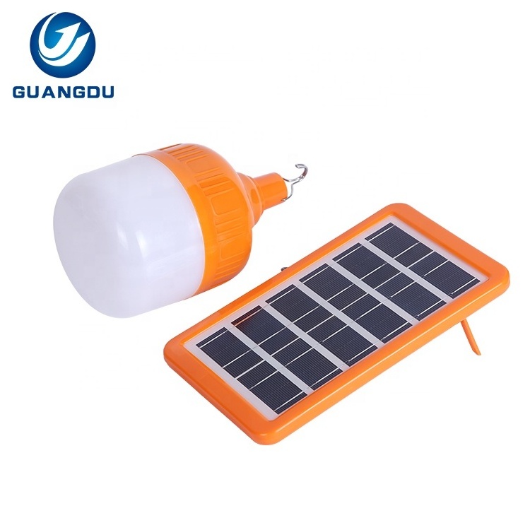 High Power Cheap Remote Control Rechargeable Waterproof Ip65 Outdoor 50w 100w Smart Hanging Camping Led Solar Bulb Light